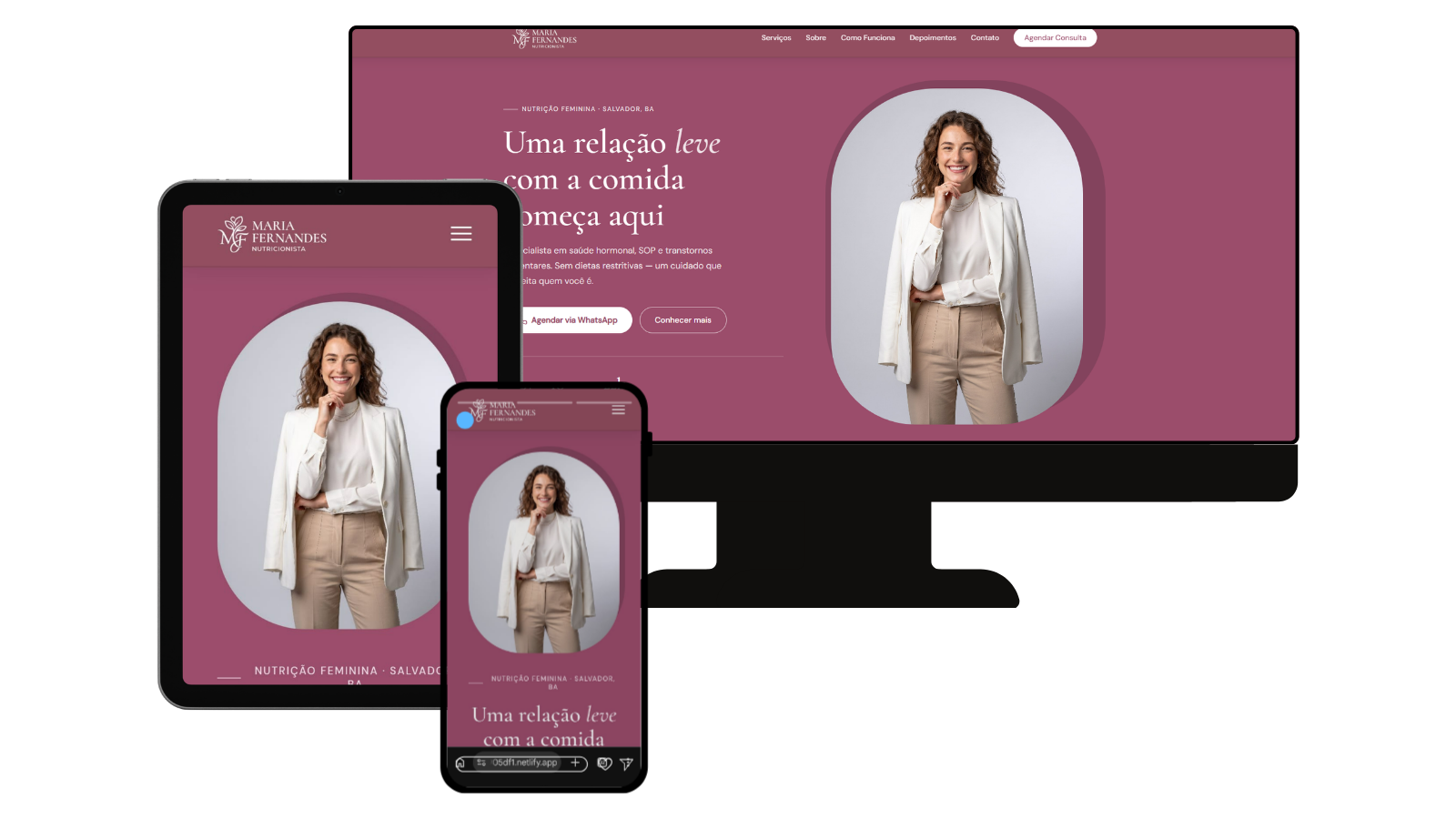 Exemplo de site personalizado para nutrição